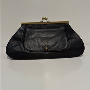 Zac Posen Elegant Black Leather Clutch Made in Italy